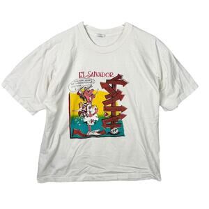 Vintage El Salvador Cartoon Graphic Tee T-Shirt Athena Political Satire Humor XL